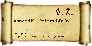 Vancsó Krisztián névjegykártya